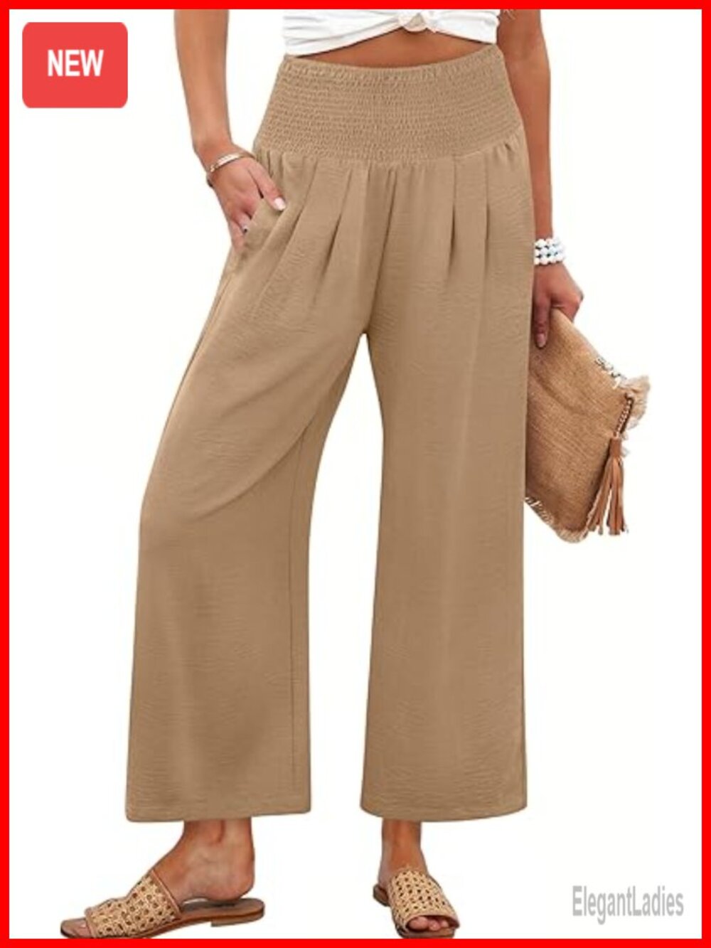 Wide Leg Palazzo Pants with Pockets - Loose Fit Casual Trousers
